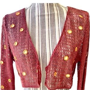Zara shrug, open weave, little mirrored disks, open front, excellent condition